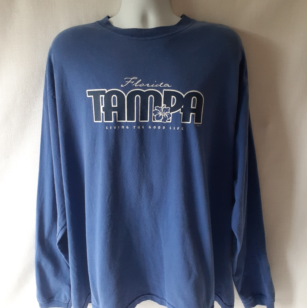 Tampa Florida men's blue long-sleeve t-shirt